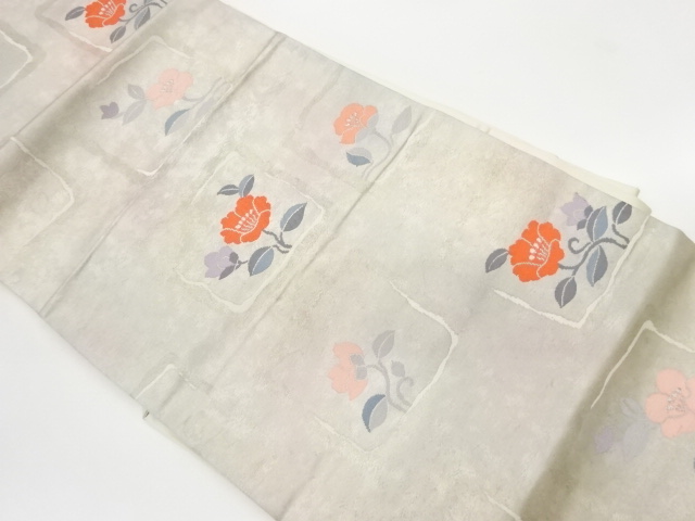 リサイクル　草花模様織出し名古屋帯